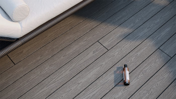 planeo CoEXWood WPC-Terrasse Komplett-Set Massivdiele - Anthrazitgrau/Graubraun strukturiert