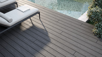 planeo CoEXWood WPC-Terrasse Komplett-Set Massivdiele - Anthrazitgrau/Graubraun strukturiert