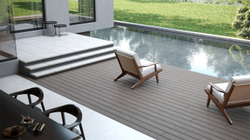 planeo CoEXWood WPC-Terrasse Komplett-Set Massivdiele - Anthrazitgrau/Graubraun strukturiert