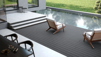 planeo CoEXWood WPC Terrassendiele Massiv ummantelt - Anthrazitgrau/Graubraun 3m strukturiert