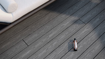planeo CoEXWood WPC-Terrasse Komplett-Set Massivdiele - Grau/Zement strukturiert