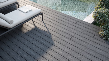 planeo CoEXWood WPC-Terrasse Komplett-Set Massivdiele - Grau/Zement strukturiert
