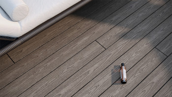 planeo CoEXWood WPC-Terrasse Komplett-Set Massivdiele - Grau/Zement strukturiert