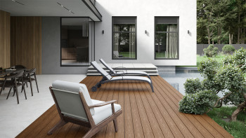 planeo CoEXWood WPC-Terrasse Komplett-Set Massivdiele - Sand/Karamell strukturiert