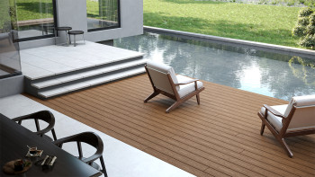 planeo CoEXWood WPC-Terrasse Komplett-Set Massivdiele - Sand/Karamell strukturiert