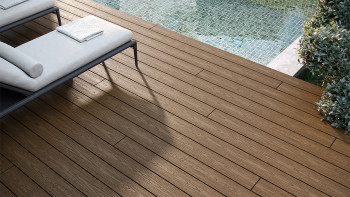 planeo CoEXWood WPC-Terrasse Komplett-Set Massivdiele - Sand/Karamell strukturiert