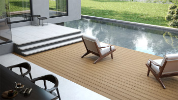 planeo CoEXWood WPC-Terrasse Komplett-Set Massivdiele - Sand/Karamell strukturiert