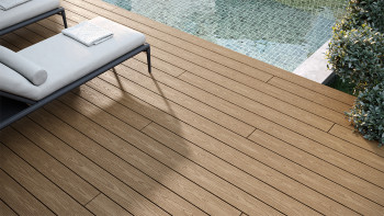 planeo CoEXWood WPC-Terrasse Komplett-Set Massivdiele - Sand/Karamell strukturiert