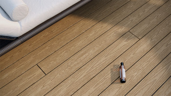 planeo CoEXWood WPC-Terrasse Komplett-Set Massivdiele - Sand/Karamell strukturiert