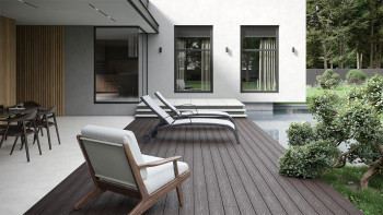 planeo CoEXWood WPC-Terrasse Komplett-Set Massivdiele - Hellbraun/Dunkelbraun strukturiert