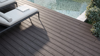 planeo CoEXWood WPC-Terrasse Komplett-Set Massivdiele - Hellbraun/Dunkelbraun strukturiert
