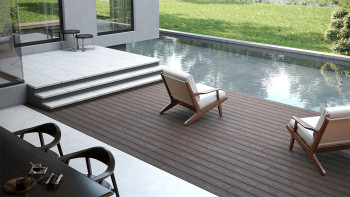 planeo CoEXWood WPC-Terrasse Komplett-Set Massivdiele - Hellbraun/Dunkelbraun strukturiert