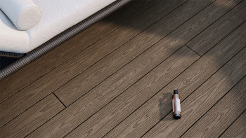 planeo CoEXWood WPC-Terrasse Komplett-Set Massivdiele - Hellbraun/Dunkelbraun strukturiert