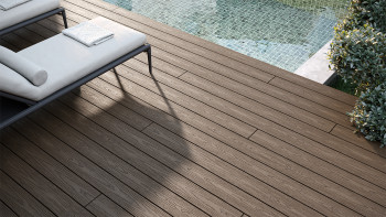 planeo CoEXWood WPC-Terrasse Komplett-Set Massivdiele - Hellbraun/Dunkelbraun strukturiert