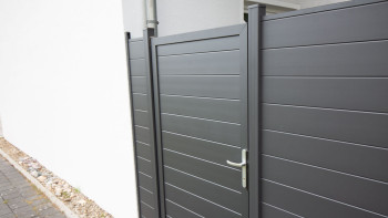 planeo Gardence Metallic - Alu-Gartenzaun Quadratisch Anthrazitgrau DB 703