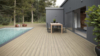 planeo WPC-Terrassendiele - Massivdiele beige - gerillt/strukturiert