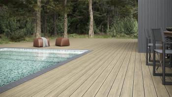 planeo WPC-Terrassendiele - Massivdiele beige - gerillt/strukturiert