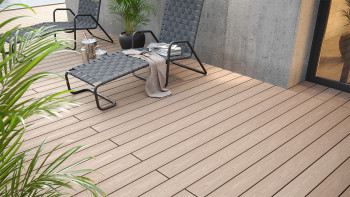 planeo WPC-Terrassendiele - Massivdiele creme - glatt/strukturiert