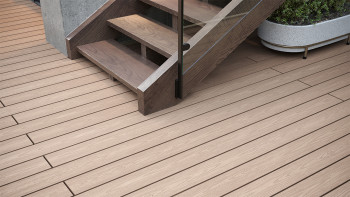 planeo WPC-Terrassendiele - Massivdiele creme - glatt/strukturiert