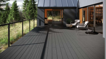 planeo WPC-Terrassendiele - Massivdiele grau - gerillt/genutet