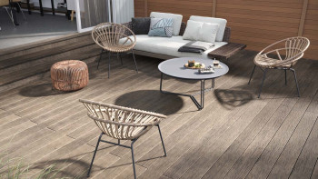 planeo WPC-Terrassendiele - Massivdiele grau - gerillt/strukturiert