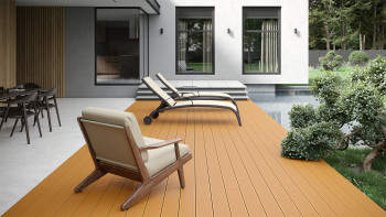 planeo WPC-Terrassendiele - Hohlkammer hellbraun - gerillt/glatt
