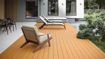 planeo WPC-Terrassendiele - Hohlkammer hellbraun - gerillt/glatt