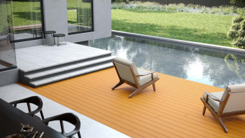 planeo WPC-Terrassendiele - Hohlkammer hellbraun - gerillt/glatt