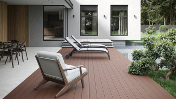 planeo WPC-Terrassendiele - Hohlkammer rotbraun - gerillt/glatt