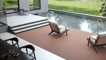 planeo WPC-Terrassendiele - Hohlkammer rotbraun - gerillt/glatt