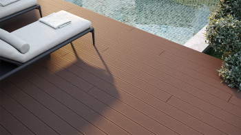 planeo WPC-Terrassendiele - Hohlkammer rotbraun - gerillt/glatt