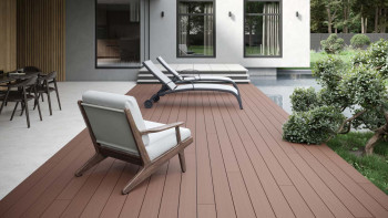planeo WPC-Terrassendiele - Hohlkammer rotbraun - gerillt/glatt