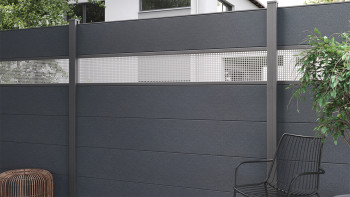 planeo Gardence Simply - PVC-Steckzaun Quadratisch Anthrazitgrau 180 x 180 cm