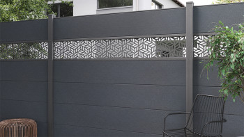 planeo Gardence Simply - PVC-Steckzaun Quadratisch Anthrazitgrau 180 x 180 cm