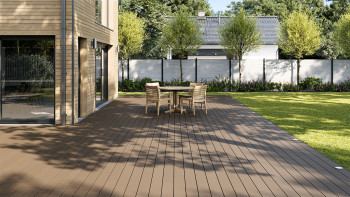 planeo SlimDeck BPC-Massivdiele - Mahagoni 4m - glatt/strukturiert