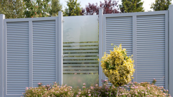 planeo Gardence Flair - Glas-Sichtschutz Hochkant Streifen 120 x 180 cm