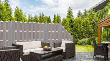 planeo Gardence Premade - BPC-Gartenzaun Quadratisch Bi-Color Sand 180 x 180cm