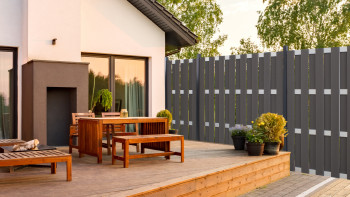planeo Gardence Premade - BPC-Gartenzaun Quadratisch Anthrazit 180 x 180cm