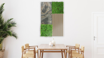 planeo Akustikpaneel - MixWall Mineral Mood Antique Slate 52 x 104 cm | Echtstein (PLMW-30411C)