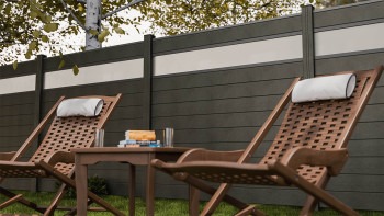 planeo Gardence Strong - BPC-Steckzaun Glas Satiniert Anthrazitgrau 180 x 180 cm