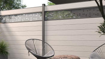 planeo Gardence Strong - BPC-Gartenzaun Quadratisch BiColor Sand