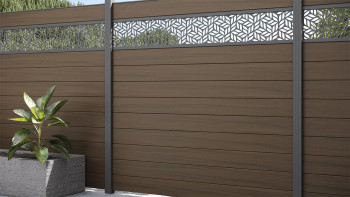 planeo Gardence Strong - BPC-Gartenzaun Quadratisch Walnuss co-ex