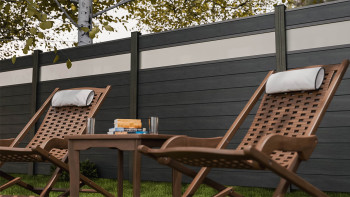 planeo Gardence Strong - BPC-Steckzaun Glas Satiniert Steingrau co-ex 180 x 180 cm