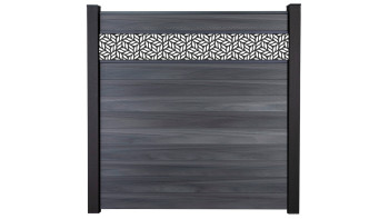 planeo Gardence Strong - BPC-Steckzaun Leafs Steingrau co-ex 180 x 180 cm