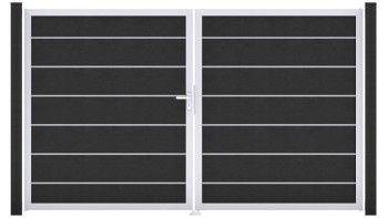 planeo Gardence Deluxe - BPC-Tor - DIN Links 2-flügelig Anthrazitgrau mit Silber-Alurahmen