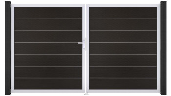 planeo Gardence Deluxe - BPC-Tor - DIN Links 2-flügelig Schwarz co-ex mit Silber-Alurahmen