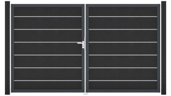 planeo Gardence Deluxe - BPC-Tor - DIN Links 2-flügelig Anthrazitgrau mit Anthrazit-Alurahmen