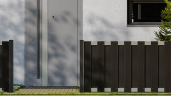 planeo Gardence Premade - BPC-Gartenzaun Vorgartenzaun Anthrazit mit EV1 Silber Querriegel 180 x 90cm
