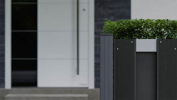 planeo Gardence Premade - BPC-Gartenzaun Vorgartenzaun Anthrazit mit EV1 Silber Querriegel 180 x 90cm