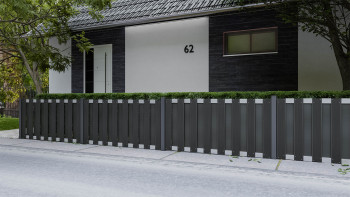 planeo Gardence Premade - BPC-Gartenzaun Vorgartenzaun Anthrazit mit EV1 Silber Querriegel 180 x 90cm